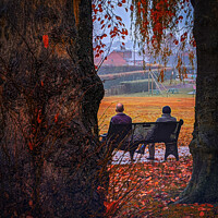 Buy canvas prints of Morning chat in the park by andrew copley