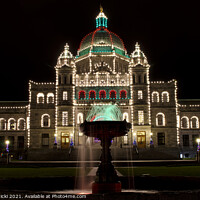 Buy canvas prints of Parliament Buildings in Victoria, BC at Night by Maria Janicki