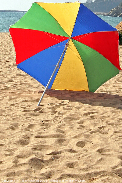 Windswept Rainbow Umbrella Picture Board by Roger Mechan