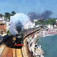 Buy canvas prints of Regal Steam Train Rumbles Through Dawlish by Roger Mechan
