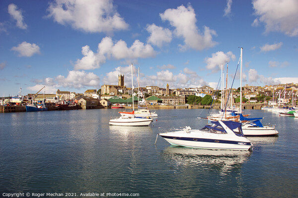Serene view of Penzance harbour Picture Board by Roger Mechan