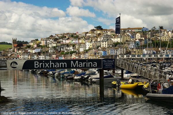 Colourful Brixham Harbour Picture Board by Roger Mechan