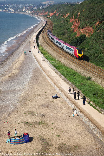 Express Train Racing along the Coastal Cliffs Picture Board by Roger Mechan