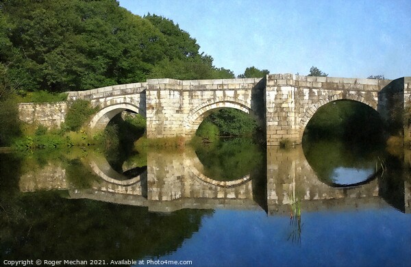 Stone Bridge Reflecting Tranquility Picture Board by Roger Mechan