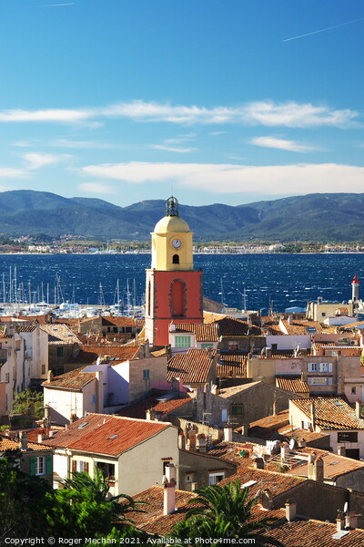 St Tropez's Red Roofs and Colourful Church Picture Board by Roger Mechan