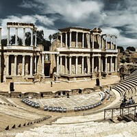Buy canvas prints of Ancient Splendour Merida Roman Theatre by Roger Mechan