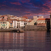 Buy canvas prints of The Golden Hour in Collioure by Roger Mechan