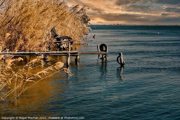 Twilight Fishing on the Golden Ebro Delta Picture Board by Roger Mechan