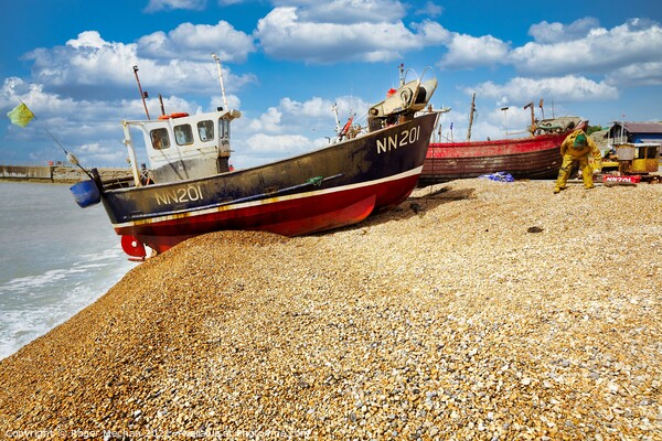 Resting Trawler on Golden Beach Picture Board by Roger Mechan