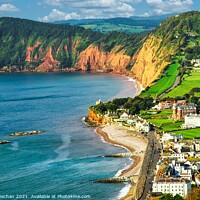 Buy canvas prints of Red Earth Cliffs of Sidmouth by Roger Mechan