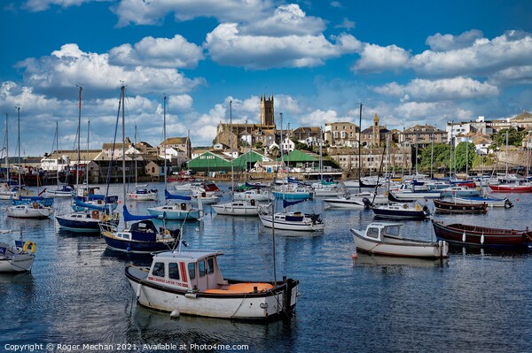 Tranquil Harbour at Penzance Picture Board by Roger Mechan