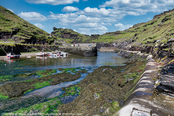 Tranquil Boscastle Harbour Picture Board by Roger Mechan