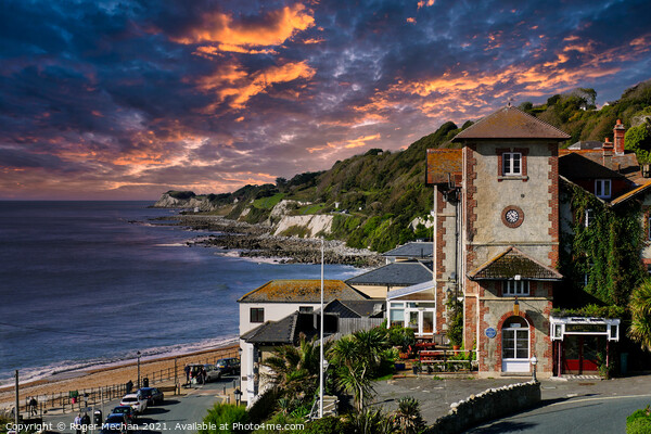 Sunset in Ventnor Isle of Wight Picture Board by Roger Mechan