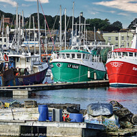 Buy canvas prints of A Bustling Fishing Port by Roger Mechan