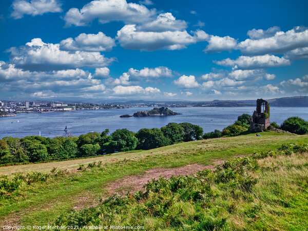 Drakes Island and Plymouth Sound  Picture Board by Roger Mechan