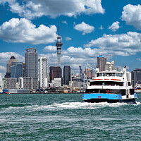 Buy canvas prints of Auckland Skyline by Ferry by Roger Mechan