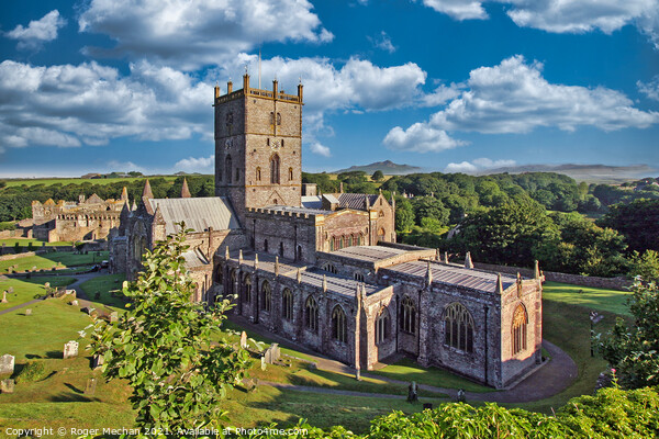 Serene Beauty of St Davids Cathedral Picture Board by Roger Mechan