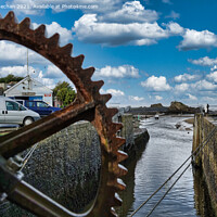 Buy canvas prints of The Magnificence of Bude Canal Lock Gear Wheel by Roger Mechan