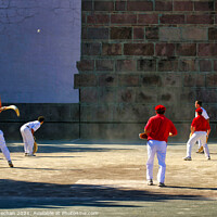 Buy canvas prints of The Thrilling Pelota Match by Roger Mechan