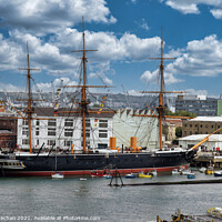 Buy canvas prints of The Mighty Warship of Portsmouth by Roger Mechan