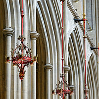 Buy canvas prints of Illuminated Gothic Arches by Roger Mechan