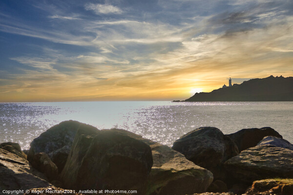 Serenity at Start Point Lighthouse Picture Board by Roger Mechan