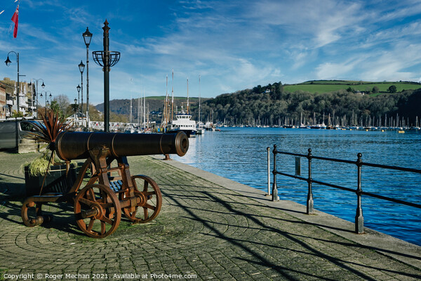 Historic Cannon overlooking River Dart Picture Board by Roger Mechan