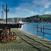 Buy canvas prints of Historic Cannon overlooking River Dart by Roger Mechan