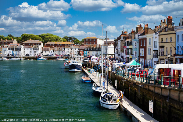 Vibrant Weymouth Harbour Scene Picture Board by Roger Mechan