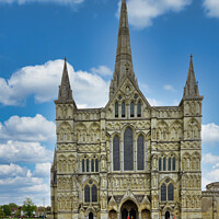 Buy canvas prints of Towering Salisbury Cathedral by Roger Mechan