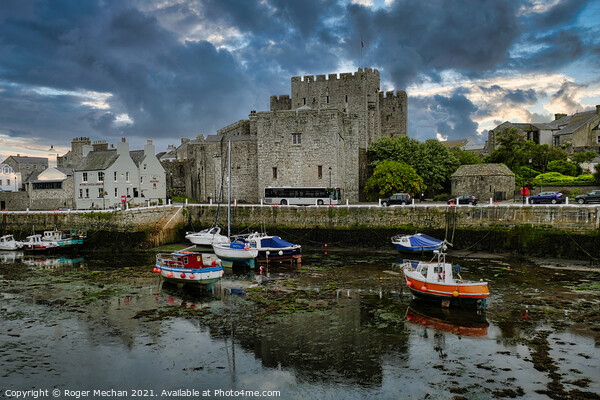 Castle Rushen Overlooking the Charming Isle of Man Picture Board by Roger Mechan