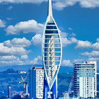 Buy canvas prints of Towering Over Portsmouth by Roger Mechan
