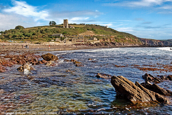 Serene View of Wembury Beach Picture Board by Roger Mechan