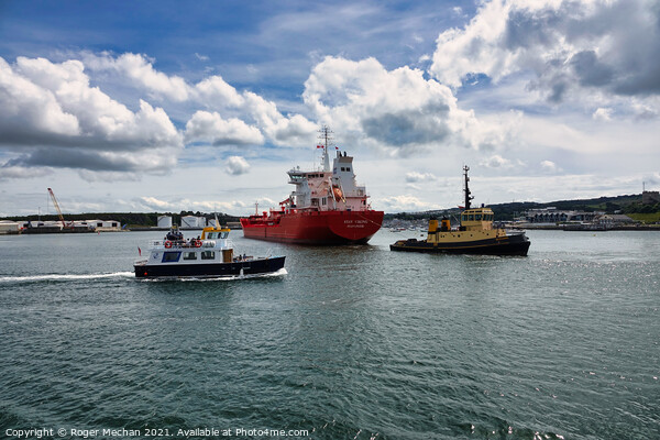 Mighty Vessel Enters Plymouth Sound Picture Board by Roger Mechan