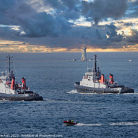 Buy canvas prints of Powerful Tugboats in Plymouth Sound by Roger Mechan
