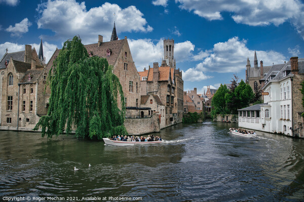 Enchanting Bruges Canal Castle Picture Board by Roger Mechan