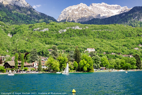 Serene Sailing on Lake Annecy Picture Board by Roger Mechan