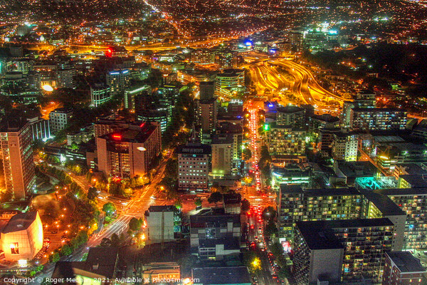 Glowing Auckland Nightscape Picture Board by Roger Mechan