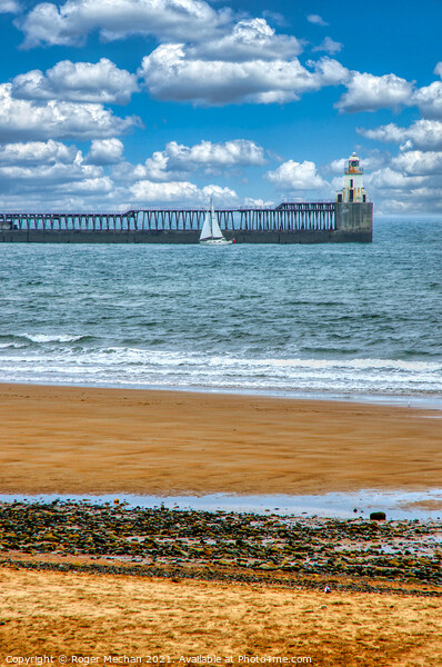 Lone Yacht at Blyth Pier Picture Board by Roger Mechan