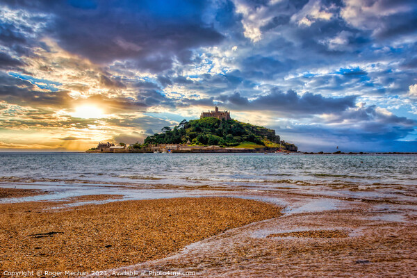 Serene Sunset at St. Michael's Mount Picture Board by Roger Mechan