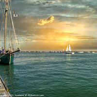 Buy canvas prints of Lone Yacht Sailing Towards the Solent by Roger Mechan