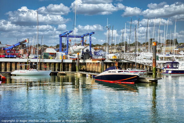 Serene Isle of Wight Harbour Picture Board by Roger Mechan
