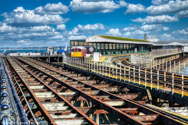 Departing Ryde: A Train and its Solent Scenery Picture Board by Roger Mechan