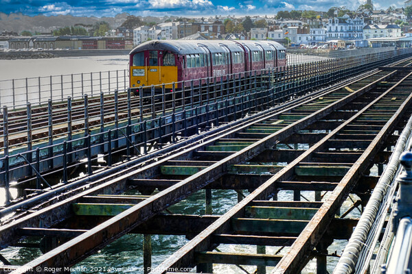 Train on Ryde Pier Isle of Wight Picture Board by Roger Mechan