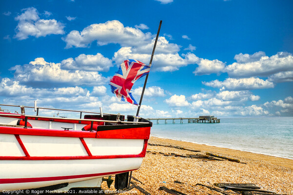 Union Jack Boat and Pier in Deal Picture Board by Roger Mechan