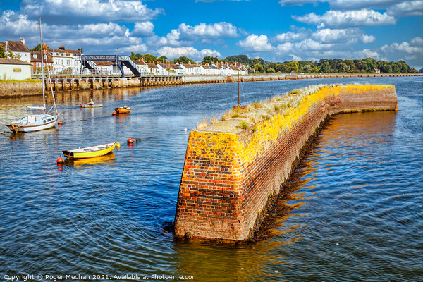 The Curving Red Brick Breakwater of Starcross Picture Board by Roger Mechan
