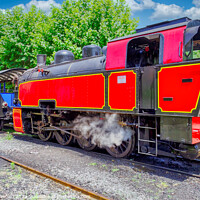 Buy canvas prints of Scarlet Steam Train in French Countryside by Roger Mechan