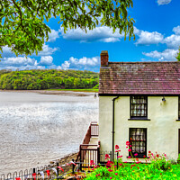 Buy canvas prints of Serene Dylan Thomas Boathouse in Laugharne by Roger Mechan