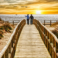Buy canvas prints of Sunset Stroll on the Boardwalk by Roger Mechan