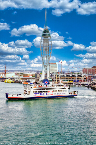 Departing Portsmouth's Harbor for  Isle of Wight Picture Board by Roger Mechan